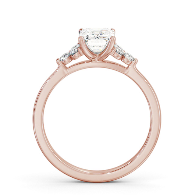 Emerald Diamond Engagement Ring 9K Rose Gold Solitaire With Side Stones - Bianca ENEM44S_RG_UP