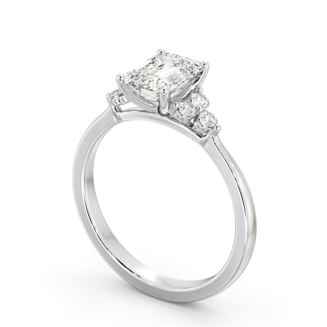 Emerald Diamond Engagement Ring Palladium Solitaire With Side Stones - Bianca ENEM44S_WG_SIDE