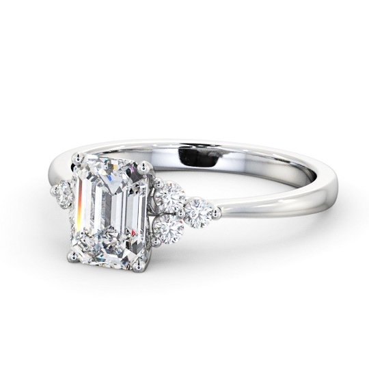  Emerald Diamond Engagement Ring Palladium Solitaire With Side Stones - Bianca ENEM44S_WG_THUMB2 
