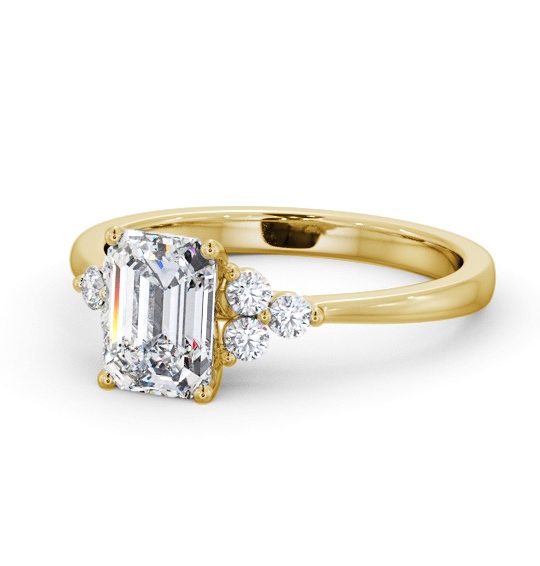  Emerald Diamond Engagement Ring 9K Yellow Gold Solitaire With Side Stones - Bianca ENEM44S_YG_THUMB2 