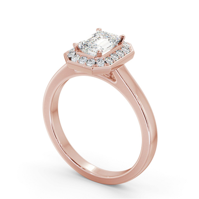 Halo Emerald Diamond Engagement Ring 9K Rose Gold - Henriette ENEM45_RG_SIDE