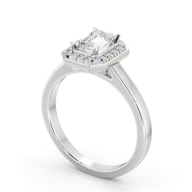 Halo Emerald Diamond Engagement Ring 18K White Gold - Henriette ENEM45_WG_SIDE