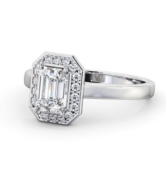  Halo Emerald Diamond Engagement Ring 18K White Gold - Henriette ENEM45_WG_THUMB2 