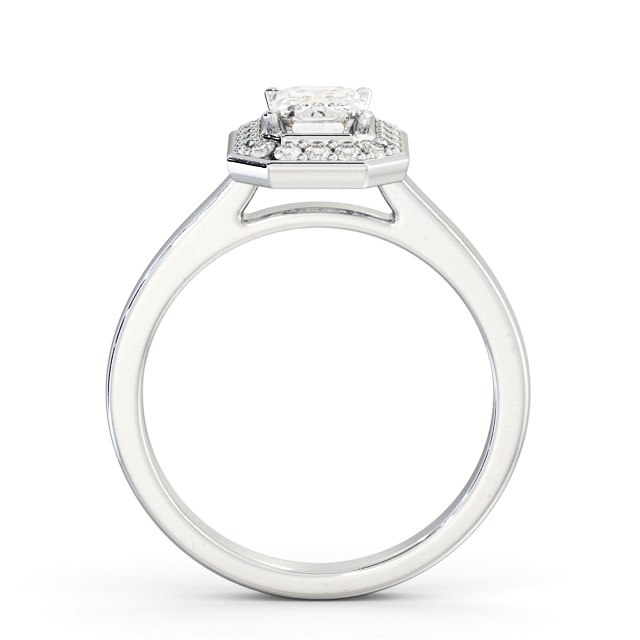 Halo Emerald Diamond Engagement Ring 18K White Gold - Henriette ENEM45_WG_UP