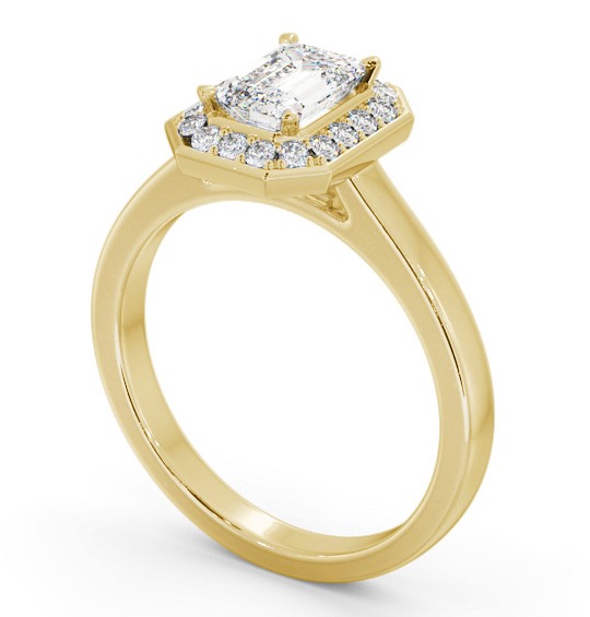 Halo Emerald Diamond Engagement Ring 18K Yellow Gold - Henriette ENEM45_YG_THUMB1 