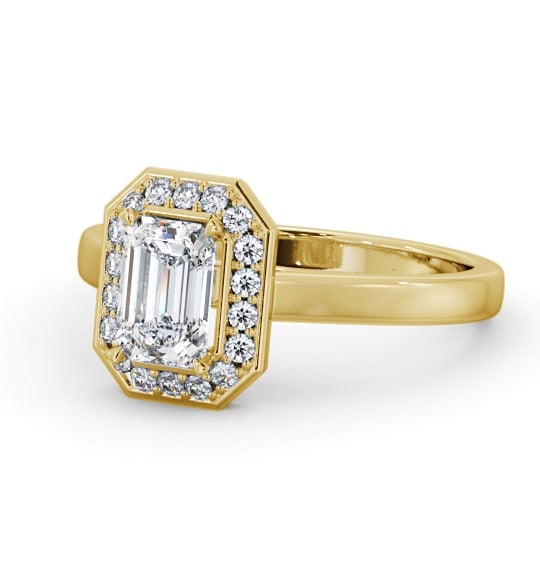  Halo Emerald Diamond Engagement Ring 9K Yellow Gold - Henriette ENEM45_YG_THUMB2 
