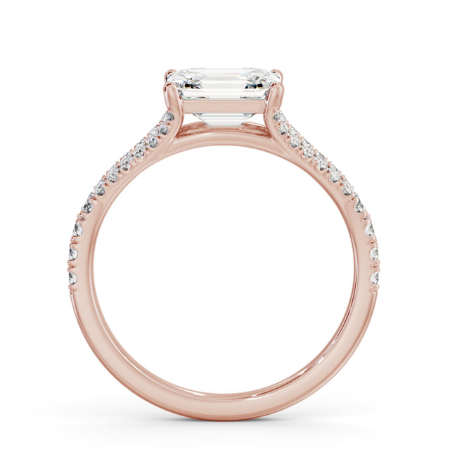 Emerald Diamond Engagement Ring 9K Rose Gold Solitaire With Side Stones - Cassidy ENEM45S_RG_UP