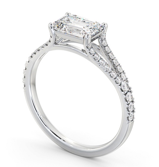  Emerald Diamond Engagement Ring Palladium Solitaire With Side Stones - Cassidy ENEM45S_WG_THUMB1 