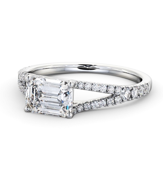  Emerald Diamond Engagement Ring Palladium Solitaire With Side Stones - Cassidy ENEM45S_WG_THUMB2 