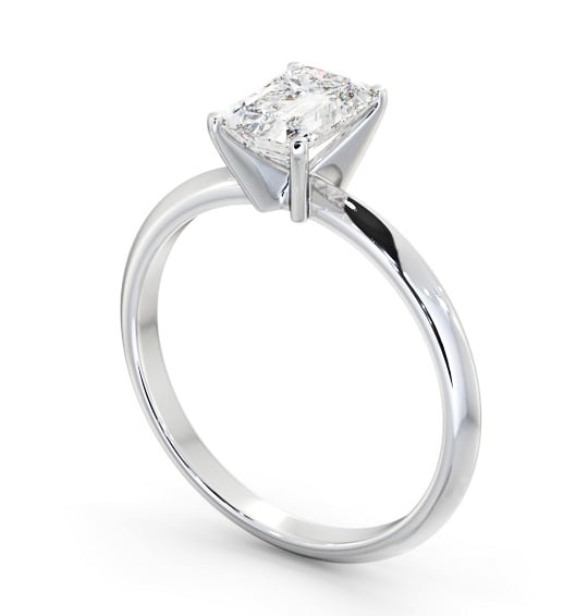 Emerald Diamond Knife Edge Band Engagement Ring 18K White Gold Solitaire ENEM46_WG_THUMB1 