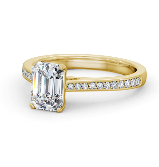 Kiyan Emerald Diamond Engagement Ring Side Stones Tapered Band ENEM46S_YG_THUMB2 