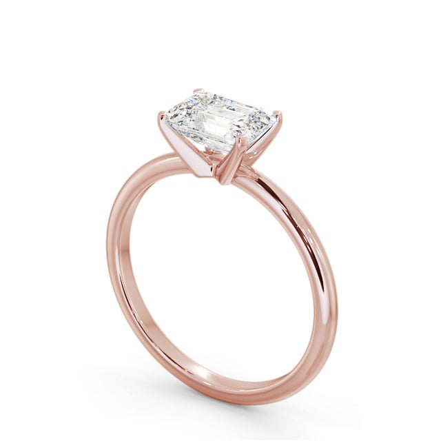Emerald Diamond Engagement Ring 9K Rose Gold Solitaire - Camlough ENEM47_RG_SIDE