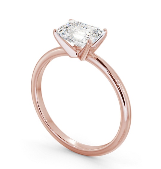 Emerald Diamond East To West Style Engagement Ring 9K Rose Gold Solitaire ENEM47_RG_THUMB1