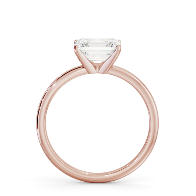 Emerald Diamond Engagement Ring 9K Rose Gold Solitaire - Camlough ENEM47_RG_UP