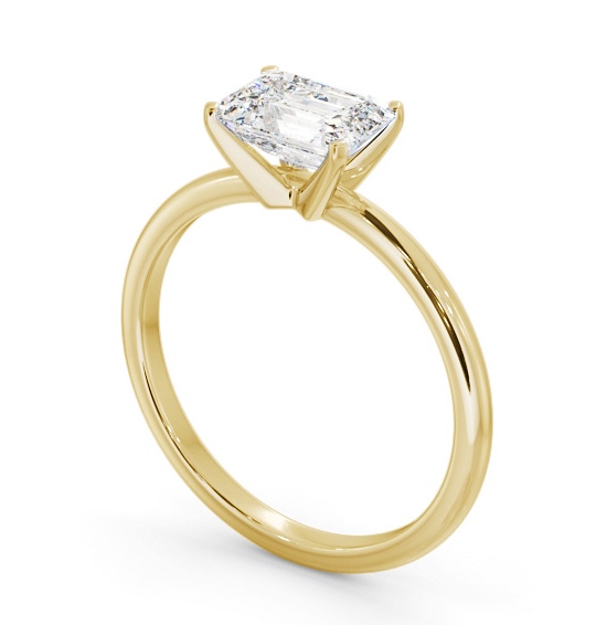 Emerald Diamond East To West Style Engagement Ring 18K Yellow Gold Solitaire ENEM47_YG_THUMB1