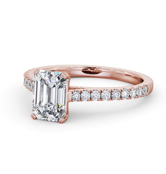  Emerald Diamond Engagement Ring 18K Rose Gold Solitaire With Side Stones - Ingram ENEM47S_RG_THUMB2 