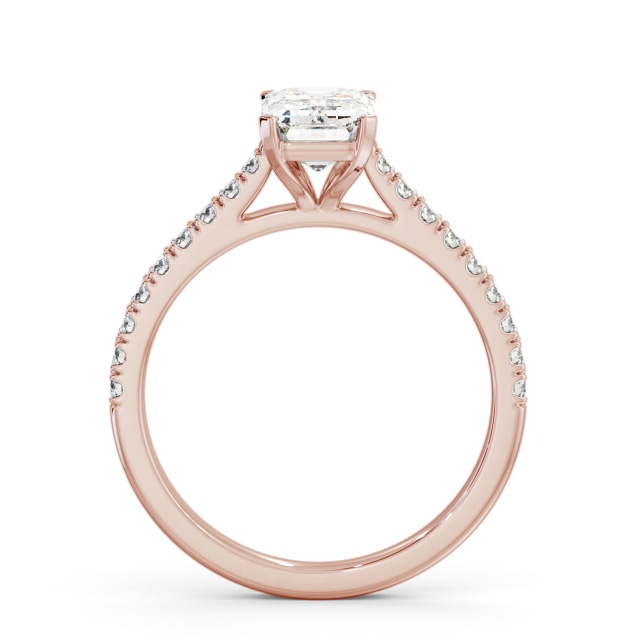 Emerald Diamond Engagement Ring 9K Rose Gold Solitaire With Side Stones - Ingram ENEM47S_RG_UP