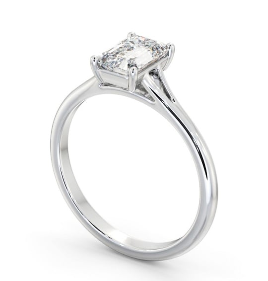 Emerald Diamond Floating Head Design Engagement Ring 18K White Gold Solitaire ENEM48_WG_THUMB1