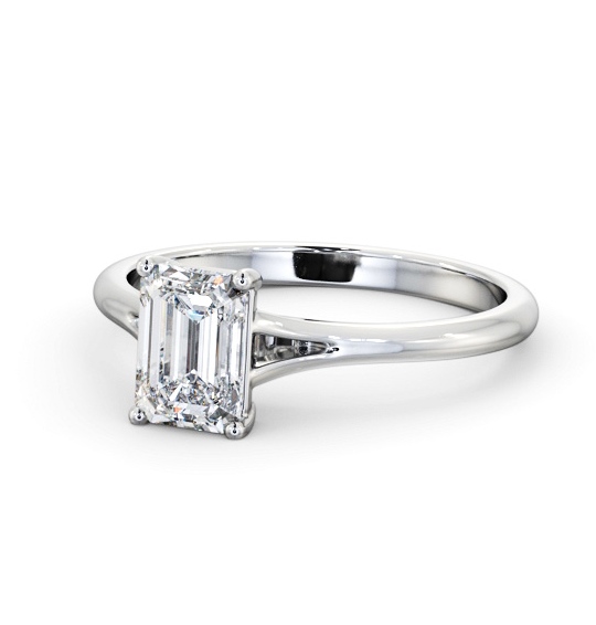 Emerald Diamond Floating Head Design Engagement Ring 18K White Gold Solitaire ENEM48_WG_THUMB2 
