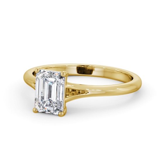 Emerald Diamond Floating Head Design Engagement Ring 9K Yellow Gold Solitaire ENEM48_YG_THUMB2 