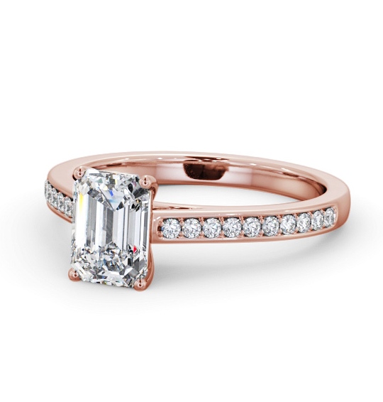  Emerald Diamond Engagement Ring 18K Rose Gold Solitaire With Side Stones - Alissa ENEM48S_RG_THUMB2 