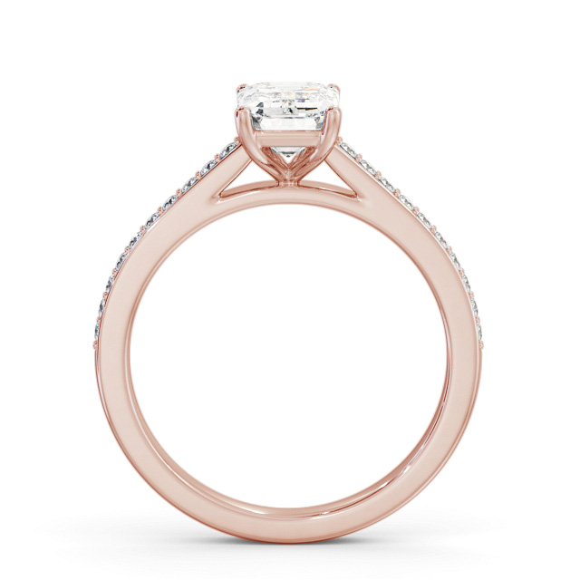 Emerald Diamond Engagement Ring 9K Rose Gold Solitaire With Side Stones - Alissa ENEM48S_RG_UP