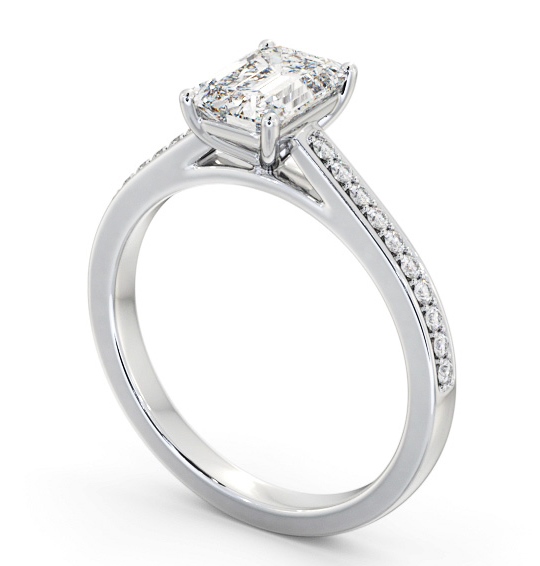  Emerald Diamond Engagement Ring Platinum Solitaire With Side Stones - Alissa ENEM48S_WG_THUMB1 