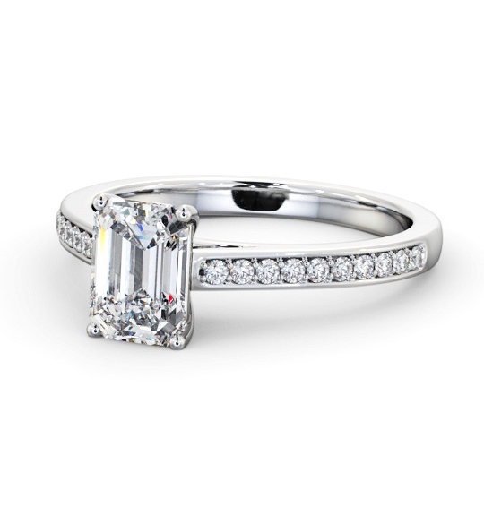  Emerald Diamond Engagement Ring Palladium Solitaire With Side Stones - Alissa ENEM48S_WG_THUMB2 