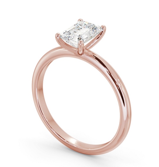 Emerald Diamond Sleek 4 Prong Engagement Ring 9K Rose Gold Solitaire ENEM49_RG_THUMB1