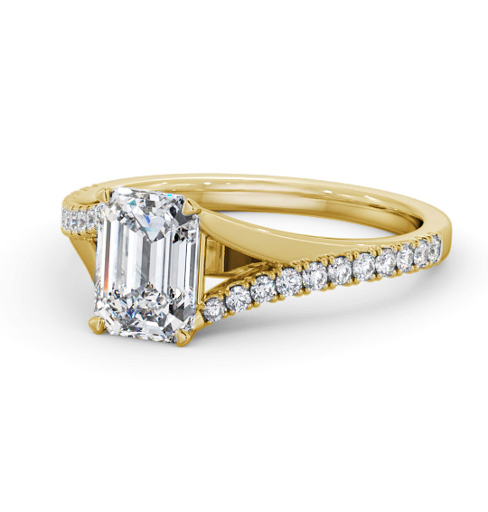 Ikra Emerald Diamond Engagement Ring Side Stones Split Band ENEM49S_YG_THUMB2 