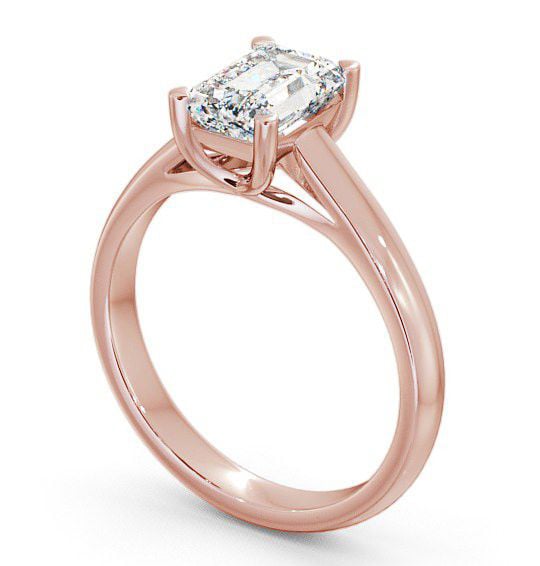 Emerald Diamond 4 Prong Engagement Ring 18K Rose Gold Solitaire ENEM4_RG_THUMB1
