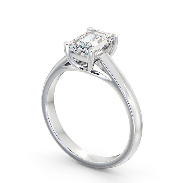 Emerald Diamond Engagement Ring 9K White Gold Solitaire - Hawley ENEM4_WG_SIDE