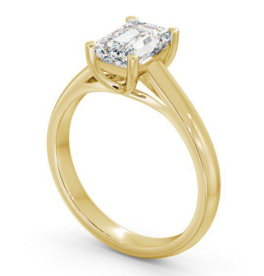Emerald Diamond 4 Prong Engagement Ring 9K Yellow Gold Solitaire ENEM4_YG_THUMB1 