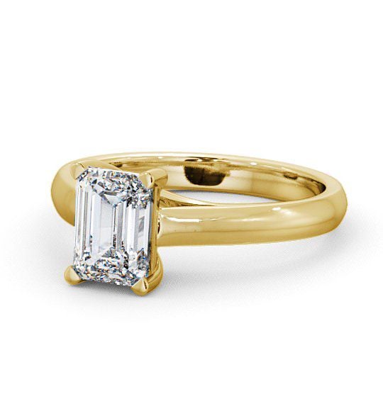 Emerald Diamond 4 Prong Engagement Ring 9K Yellow Gold Solitaire ENEM4_YG_THUMB2 
