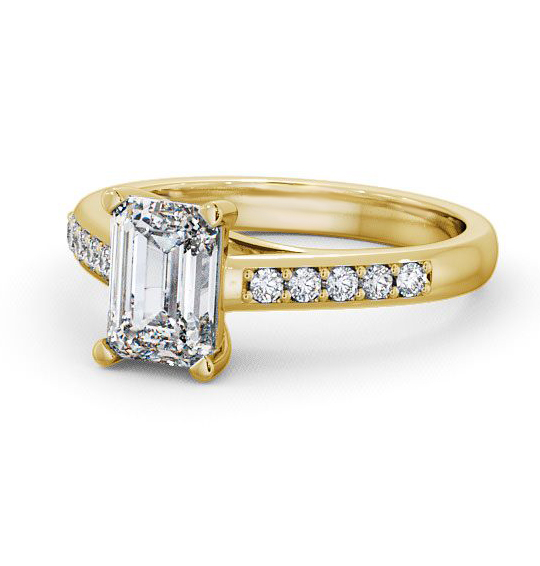 Gracca Emerald Diamond Engagement Ring Side Stones Wide Band ENEM4S_YG_THUMB2 