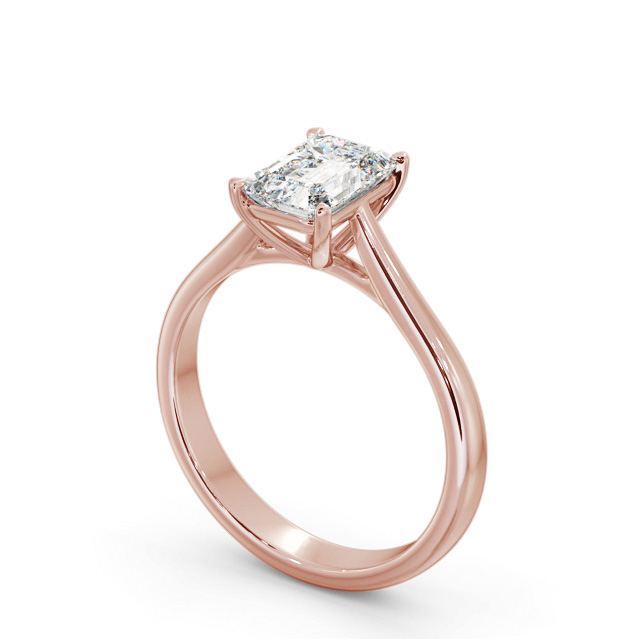 Emerald Diamond Engagement Ring 9K Rose Gold Solitaire - Romilde ENEM50_RG_SIDE