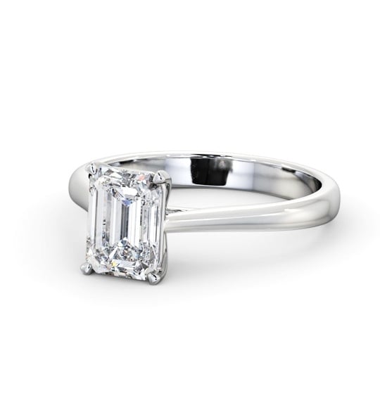 Emerald Diamond Classic 4 Prong Engagement Ring 18K White Gold Solitaire ENEM50_WG_THUMB2 