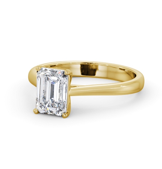 Emerald Diamond Classic 4 Prong Engagement Ring 9K Yellow Gold Solitaire ENEM50_YG_THUMB2 