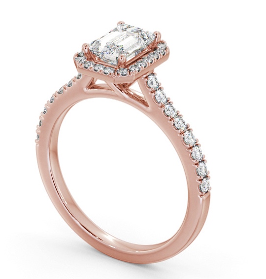  Halo Emerald Diamond Engagement Ring 18K Rose Gold - Spence ENEM51_RG_THUMB1 
