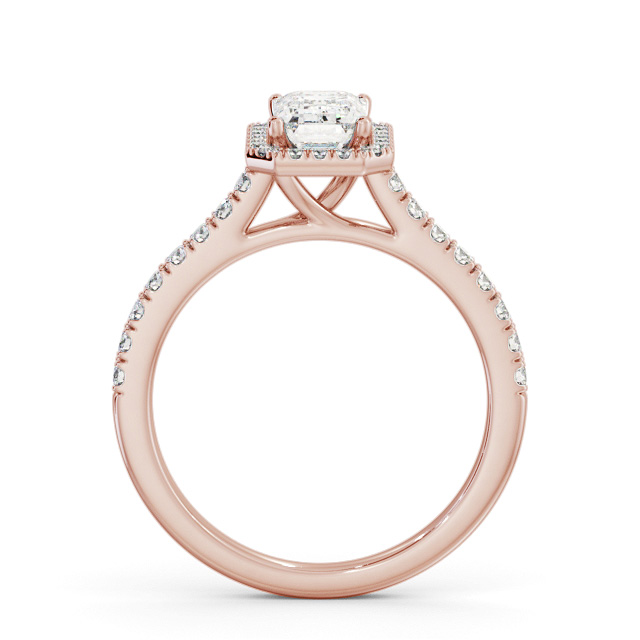 Halo Emerald Diamond Engagement Ring 9K Rose Gold - Spence ENEM51_RG_UP