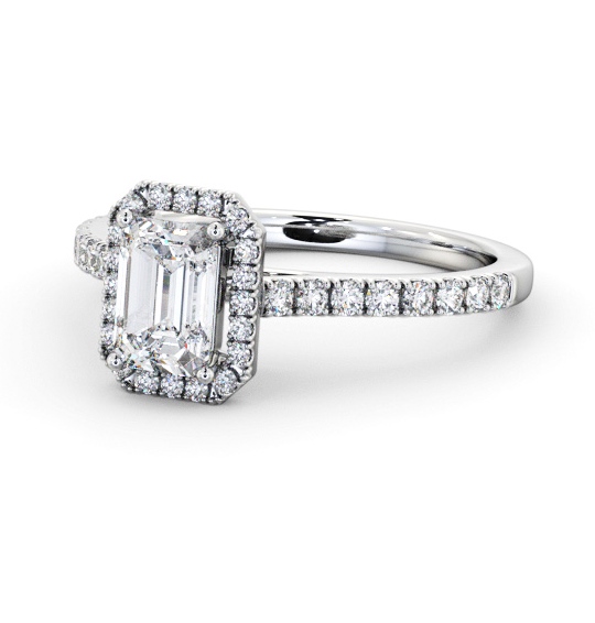  Halo Emerald Diamond Engagement Ring 9K White Gold - Spence ENEM51_WG_THUMB2 