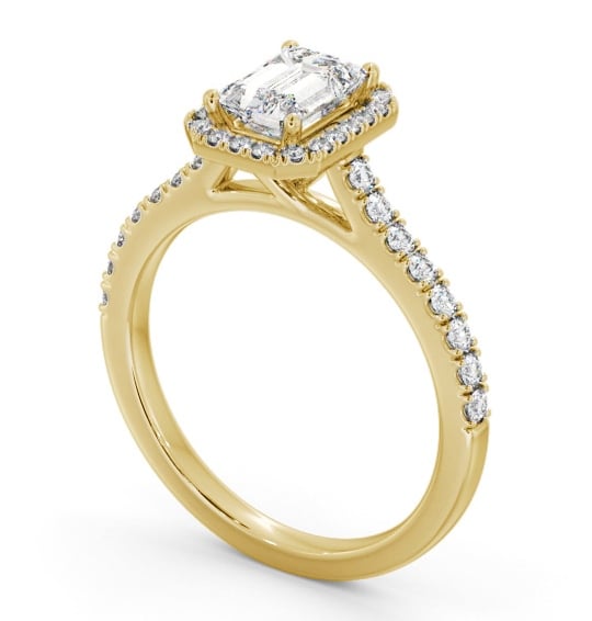 Halo Emerald Diamond Classic Engagement Ring 18K Yellow Gold ENEM51_YG_THUMB1 
