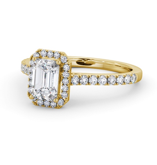  Halo Emerald Diamond Engagement Ring 18K Yellow Gold - Spence ENEM51_YG_THUMB2 
