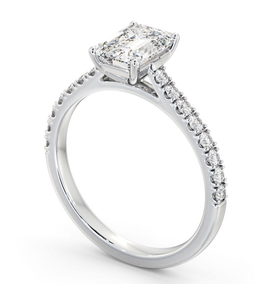 Emerald Diamond Engagement Ring Palladium Solitaire With Side Stones - Wellsley ENEM51S_WG_THUMB1