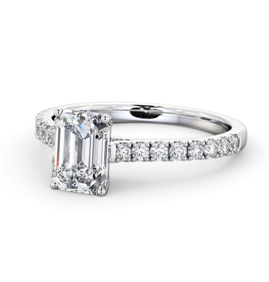  Emerald Diamond Engagement Ring Palladium Solitaire With Side Stones - Wellsley ENEM51S_WG_THUMB2 