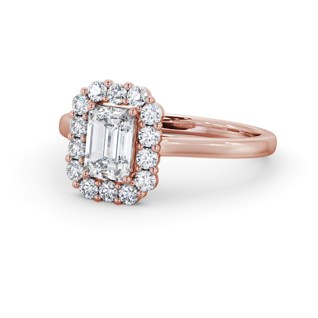 Halo Emerald Diamond Engagement Ring 9K Rose Gold - Hulme ENEM52_RG_FLAT