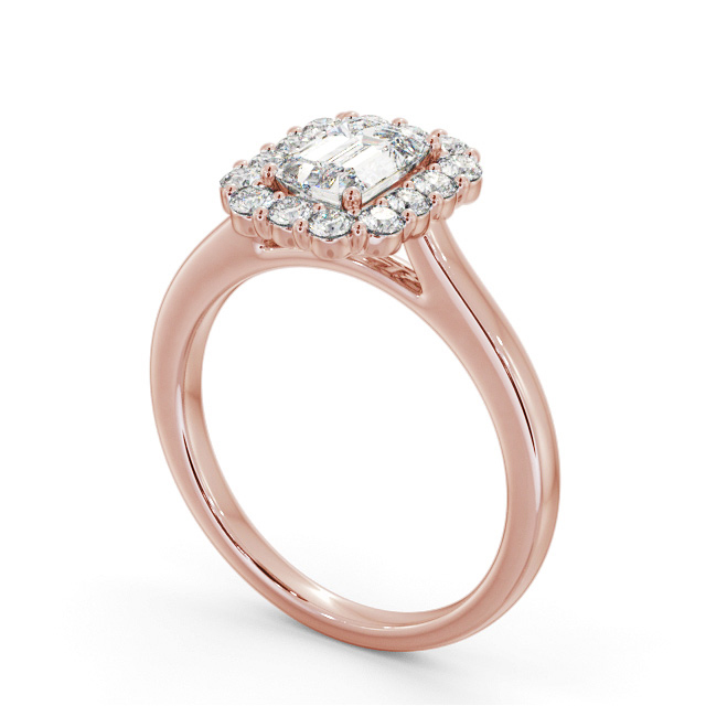 Halo Emerald Diamond Engagement Ring 9K Rose Gold - Hulme ENEM52_RG_SIDE