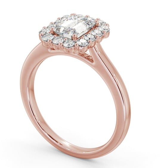  Halo Emerald Diamond Engagement Ring 18K Rose Gold - Hulme ENEM52_RG_THUMB1 