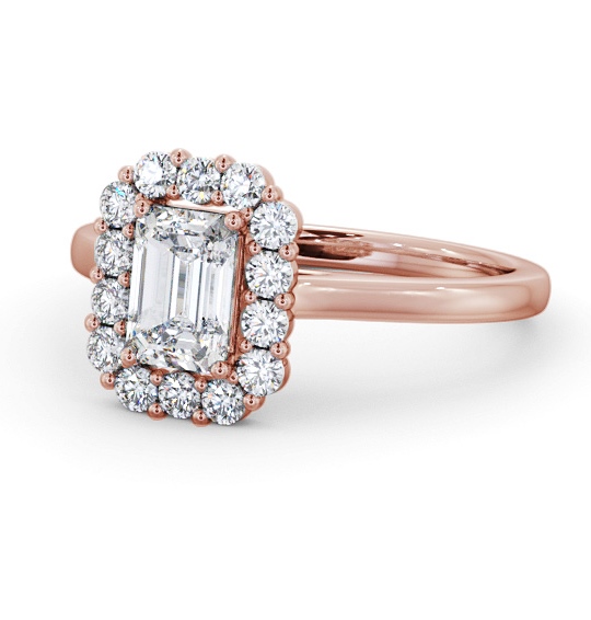  Halo Emerald Diamond Engagement Ring 18K Rose Gold - Hulme ENEM52_RG_THUMB2 