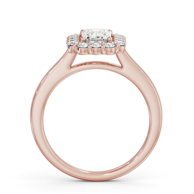 Halo Emerald Diamond Engagement Ring 9K Rose Gold - Hulme ENEM52_RG_UP